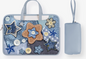 Denim Style PU Trendy Laptop Bag with Patchwork , Floral, and Star Appliqu√© - Creative, Artistic, Vintage Style, Laptop Protection, Organization, Statement Piece for Work, School, and Travel for Unisex