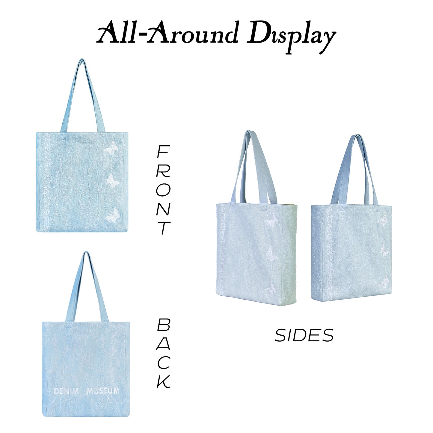 DENIM MUSEUM Ethereal Horizons Series Denim Color-Block Tote Bag für den täglichen Weg zur Arbeit und für Modeausflüge