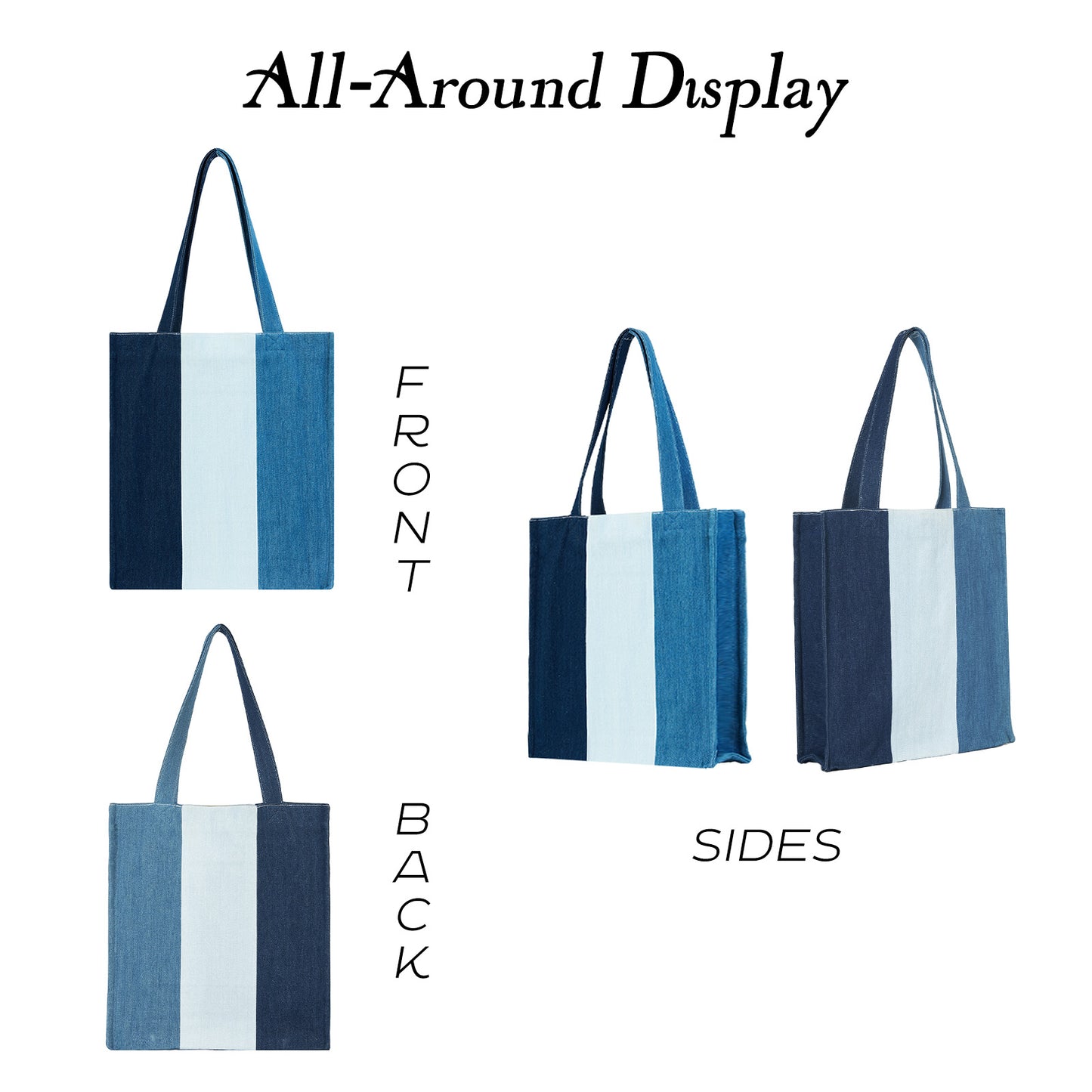 Premium Colorblock Denim Tote Bag for Women – 2025 Summer Lightweight Foldable Large Designer Shoulder Bag with Pockets