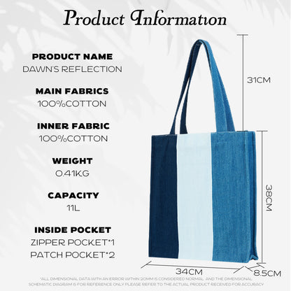 Premium Colorblock Denim Tote Bag for Women – 2025 Summer Lightweight Foldable Large Designer Shoulder Bag with Pockets