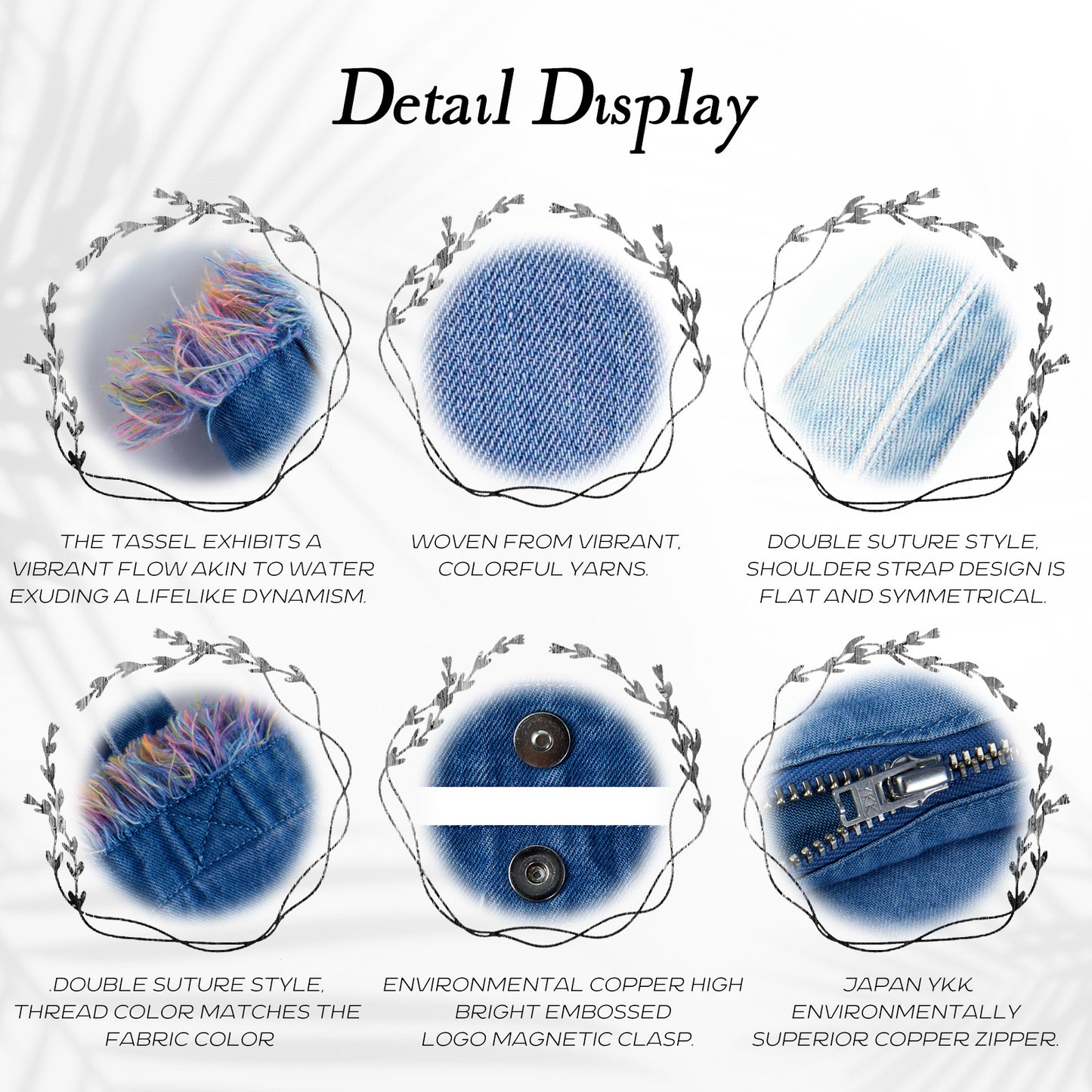 DENIM MUSEUM森林輝光系列－流蘇牛仔包，夢幻自然風格，空靈藝術之選
