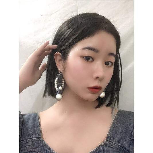 Original Denim Pearl Earrings Design with Blue Denim and Large Pearl Embellishments - Elegant, Stylish for Casual Outings, Special Occasions, Daily Wear, Ideal for Adding a Chic and Versatile Touch to Your Look for Women