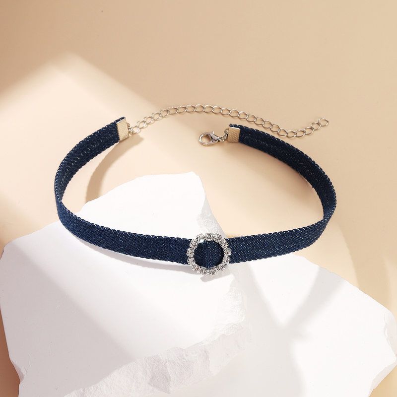 Original Denim Choker Necklace Design with Heart-Shaped Pendant and Pearl Drop Detail - Elegant, Trendy for Casual Wear, Date Night, Parties, Ideal for Adding a Versatile and Stylish Touch to Your Outfit for Women