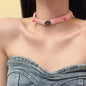 Original Distressed Denim Choker Necklace- Edgy Punk Style, Unique and Lightweight for Casual Wear for Women