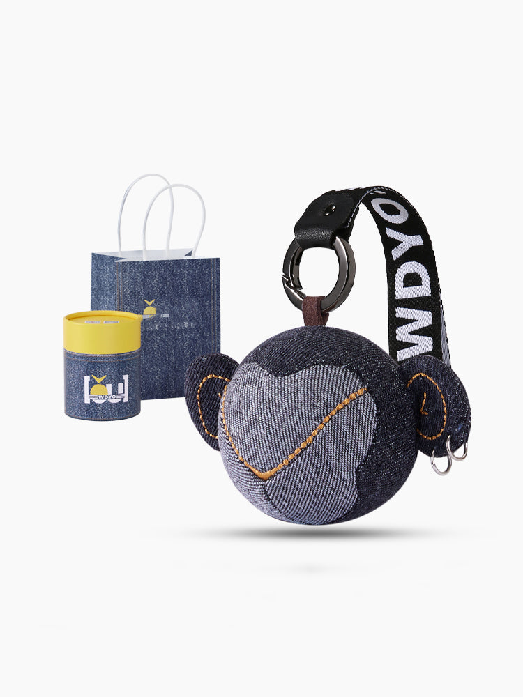 Trendy Denim Keychain with Monkey-Shaped Plush Denim Charm and Metal Ring - Playful, Trendy Design, Durable, Stylish, Lightweight for Everyday Use, Bag Accessory, and Key Holder  for Unisex