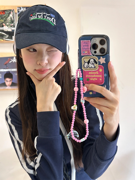 Denim fabric laminated with TPU Trendy Playful Patchwork Phone Case - Cute Bear Design for Young Women