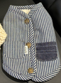 Trendy Denim Pet Outfit with Sunglasses, Striped Denim Vest, and Cozy White Fleece Lining - Trendy, Casual Design for Pets, Comfortable, Breathable, Fashionable for Casual Wear, Stylish Outings, and Photo Opportunities for Pets
