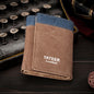 Original Blue Denim Wallet with Tan Leather Accents and Cartoon Logo - Casual, Trendy Design, Durable and Stylish for Casual Outings, Everyday Use, and Fashion-Forward Looks  for Men