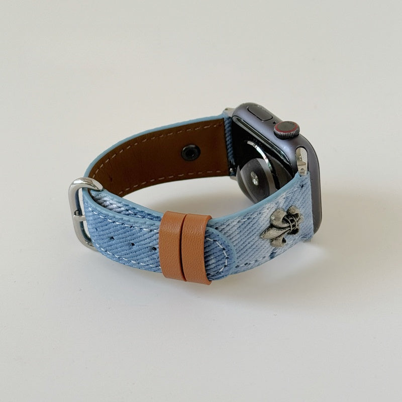 Original Denim Watch Band with Silver Metal Accent - Casual, Chic Design , Durable and Stylish for Everyday Wear, Casual Outings, and Accessories for Unisex