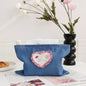 Original Denim Tissue Pouch with Embellished Heart Patch - Cute, Decorative Design for Home, Office, and Travel, Portable, Stylish, Practical for Unisex