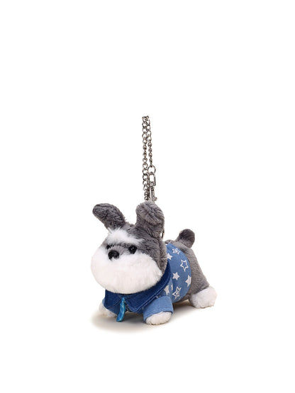 Original Plush Keychain with Soft Plush Dogs Dressed in Denim Outfits - Cute, Collectible, Stylish Design, Adds Charm and Personality to Keys, Bags, and Accessories for Unisex