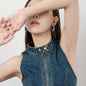 Original Denim Hoop Earrings Design with Blue Denim Wrapped Around Silver Chain and Hanging Silver Chains - Trendy, Edgy for Casual Wear, Fashion Accessories, Parties, Ideal for Adding a Stylish and Versatile Touch to Your Look for Women