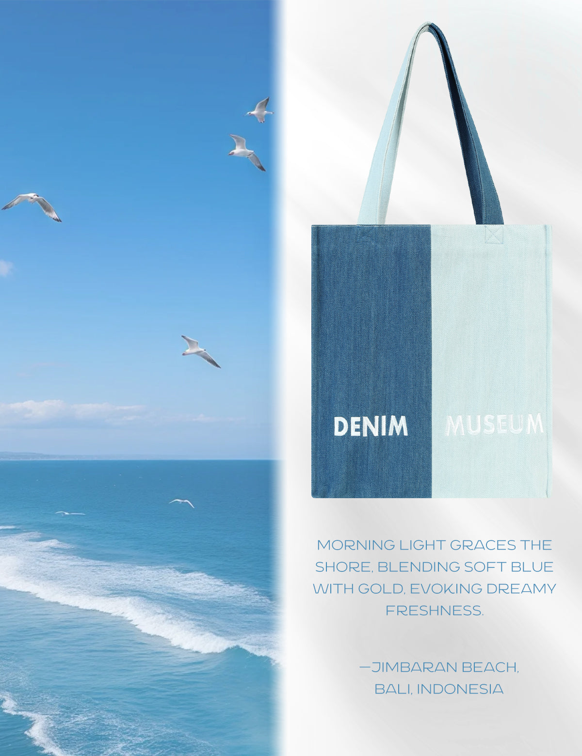 DENIM MUSEUM Ethereal Horizons Series Denim Color-Block Tote Bag für den täglichen Weg zur Arbeit und für Modeausflüge