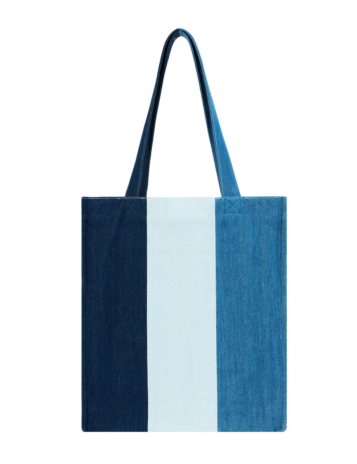 Premium Colorblock Denim Tote Bag for Women – 2025 Summer Lightweight Foldable Large Designer Shoulder Bag with Pockets