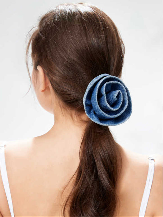 Aksesori Rambut Bunga Denim