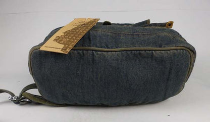 Original Distressed Denim Backpack with Buckle Strap and Patch Details - Rugged and Stylish Design, Ideal for Daily Wear and Travel  for Unisex